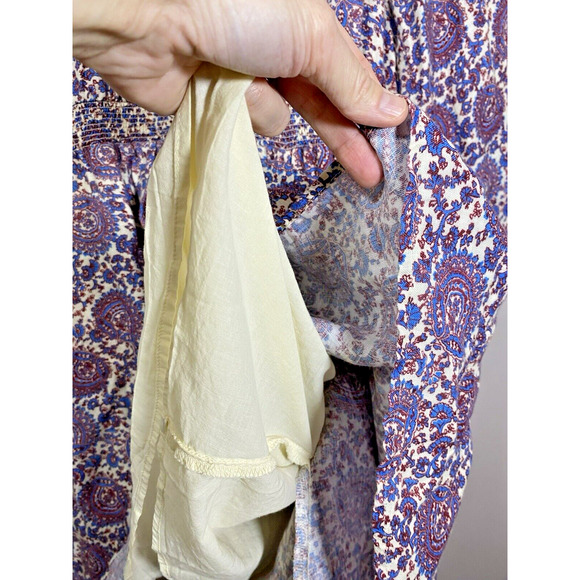 J. Crew Dress Women L Purple Floral Palermo Linen Fit & Flare Smocked Waist Mini - Picture 4 of 7